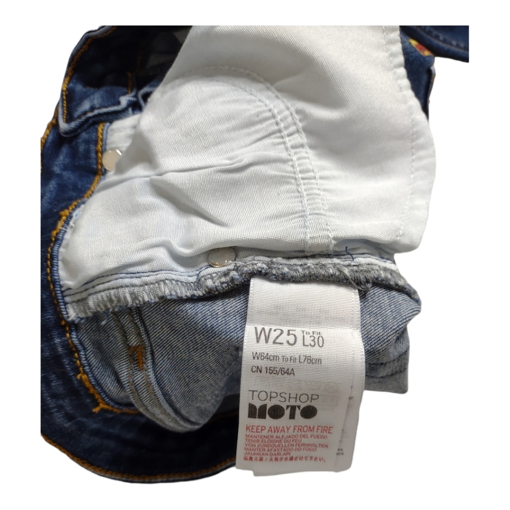 Topshop MOTO Floral Jamie Jeans Size W 25 L 25 Skinny Hand Painted - Picture 7 of 15